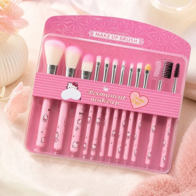 Cosplay Prop Kit - Hello Kitty 12-delige make-upborstelset Schattige roze