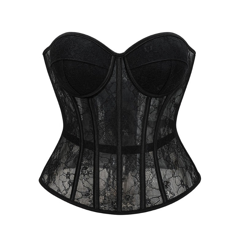 Dames Overbust Corset Top Zwar - Boning Corset Steel recensie en prijs